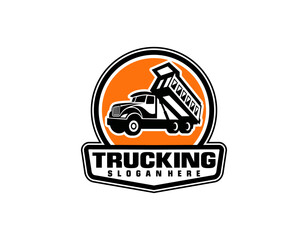 Dump trucking company logo design. Tipper truck logo vector isolated. Ready made logo template set vector isolated