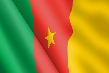 Cameroon waving flag 3d illustration wind ripple
