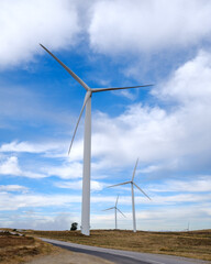 Wind turbines in the middle of the mountains. Portugal, 2023