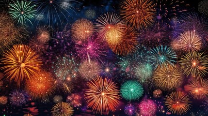 Fireworks at night, New years eve celebration