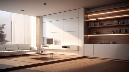Minimalis apartemen interior design, generated by AI