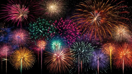 Fototapeta na wymiar Fireworks at night, New years eve celebration