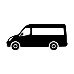 Minibus icon. Microbus. Black silhouette. Side view. Vector simple flat graphic illustration. Isolated object on a white background. Isolate.