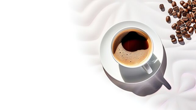 A high angle photo of a coffee mug against a white background, generated by AI