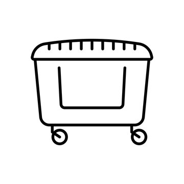 recommend clip art: Garbage container icon. Trash can. Black contour linear silhouette. Front side view. Editable strokes. Vector simple flat graphic illustration. Isolated object on a white background. Isolate.