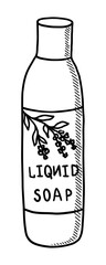 VECTOR ISOLATED ON A WHITE BACKGROUND DOODLE ILLUSTRATION OF LIQUID SOAP FOR INTIMATE PLACES