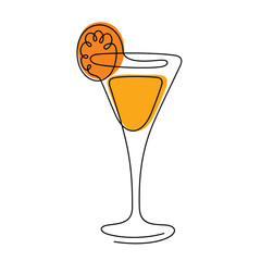 Cocktail drink continuous line colourful vector illustration