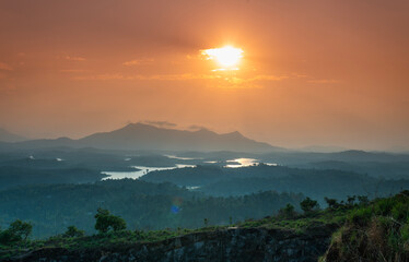 Kerala nature landscape scenery, Beautiful mountain sunset view from Wayanad