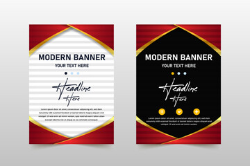 Modern Luxury Red Business Business Banner Template With Golden Lines