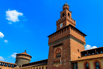 Fototapeta na wymiar Sforza Castle (Castello Sforzesco) in Milan, Italy