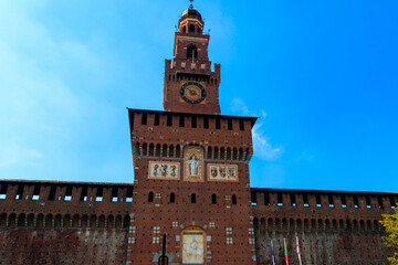 Naklejka premium Sforza Castle (Castello Sforzesco) in Milan, Italy