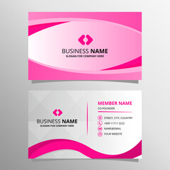 Modern Pink Business Card With Curved Shapes