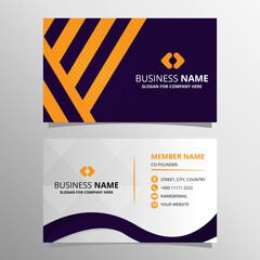 Modern Purple Yellow Lined Business Card Template