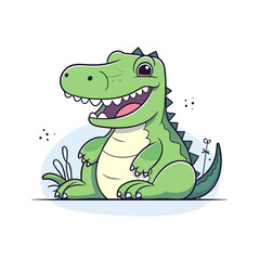 Obraz premium Crocodile. Crocodile hand-drawn comic illustration. Cute vector doodle style cartoon illustration.