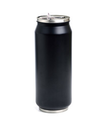 Black stainless steel tumbler isolated on white background