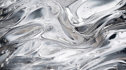 Silver chrome metallic liquid, abstract, water, cool concept, abstract, futuristic, generative Ai