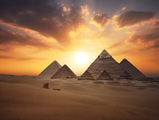 Fototapeta na wymiar Egypt pyramids sunset