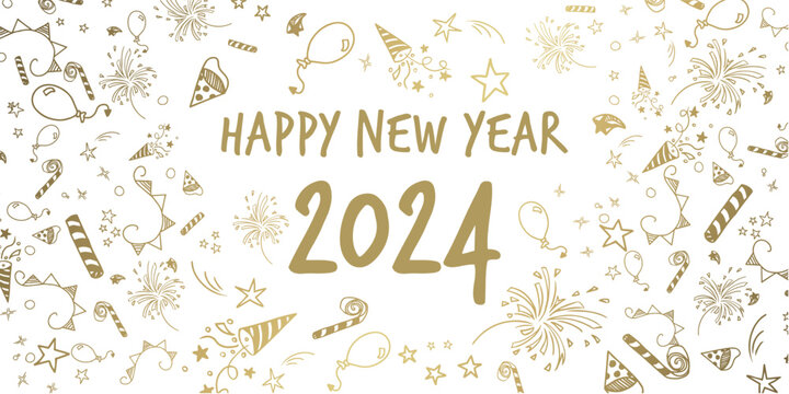 happy new year 2024 festive doodles