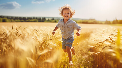 child running in the field