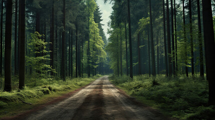 road in the woods.Generative Ai