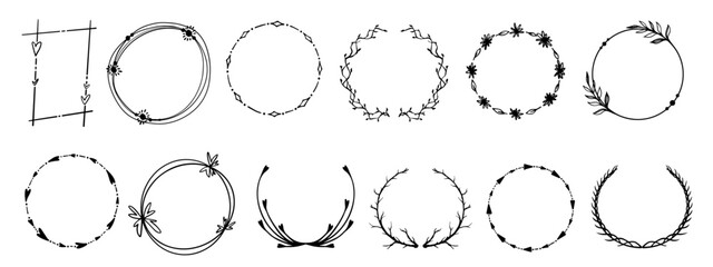 Set of various floral frames.Vector graphics.