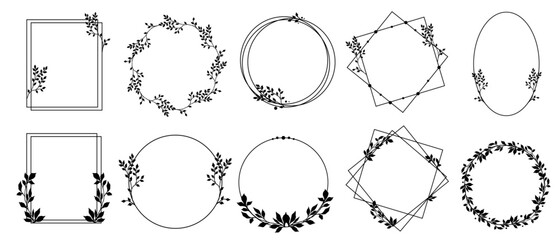 Set of various floral frames.Vector graphics.