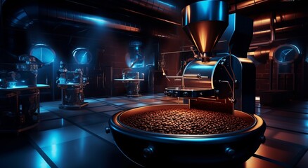 Decorate the interior of the coffee roasting plant that is beautiful and can be used to decorate and make coffee