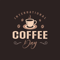 Hand drawn International coffee day vector illustration. Happy national coffee day design.