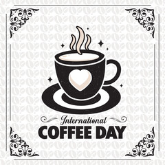 Hand drawn International day of coffee lettering illustration.