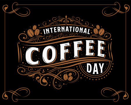 Hand drawn International coffee day vector illustration. Happy national coffee day design. - Powered by Adobe