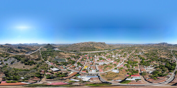 Sphere or 360 degrees picture over the city of Goascoran, located at souther Honduras