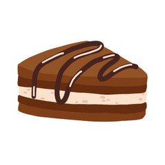 Delicious piece of sweet chocolate cake, sticker with transparent background 