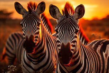 Fototapeta na wymiar striped zebra in africa,african animals