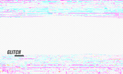 Abstract digital glitch on transparency background. Vector illustration.