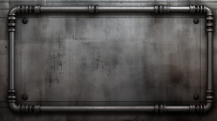 Concrete wall background with metal pipes
