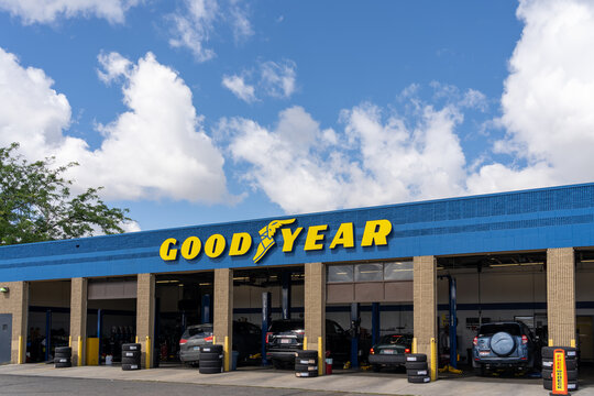 A Goodyear Auto Service Center in Idaho, USA, June 18, 2023. The Goodyear Tire and Rubber Company is an American multinational tire manufacturing company.