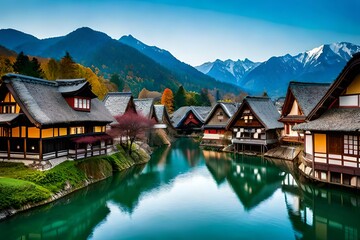 Fototapeta premium Historical village of Shirakawa-go. Shirakawa-go is one of Japan's UNESCO World Heritage Sites located in Gifu Prefecture, Japan.