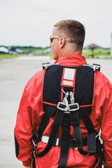 Skydiver Getting Ready For A Tandem Skydiving Jump