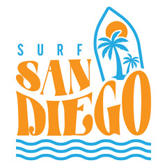 Fototapeta na wymiar San Diego Surfing logo