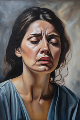 a painting about a woman suffering from stress