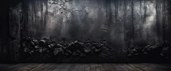 Fotobehang fondo abstracto negro de piedra rugosa, concepto halloween, decoraciones © Helena GARCIA