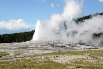 famous Old Faithful Geyser is one of the main attractions inside Yellowstone National Park