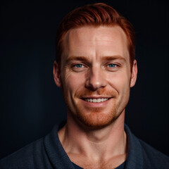 Obraz premium Face of a man 40 years old, from Scotland, smiling, clean face