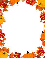 Fall Leaves, Canned Foods & Pumpkin Border Frame Transparent Background
