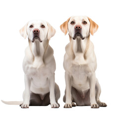 two labrador puppies on isolated background