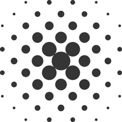 Fototapeta na wymiar Circle halftone design element. Dots spotted black pattern. Comic style vector blob