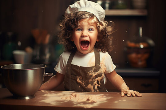 Funny child expression with food