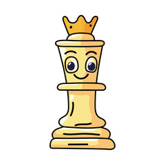 chess king piece character isolated trendy Y2K style doodle cartoon hand drawn groovy hippie 80s 90s vector illustration