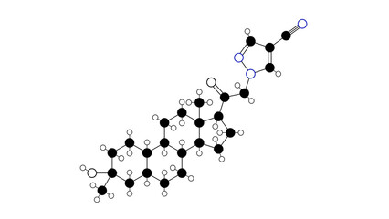 zuranolone molecule, structural chemical formula, ball-and-stick model, isolated image postpartum depression