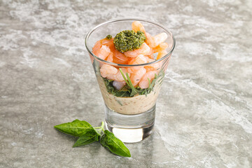 Shrimp cocktail in the glass